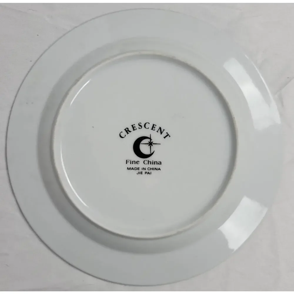 Crescent Fine China Jie Pai Dessert Plate Painted Golden Flowers and Accents